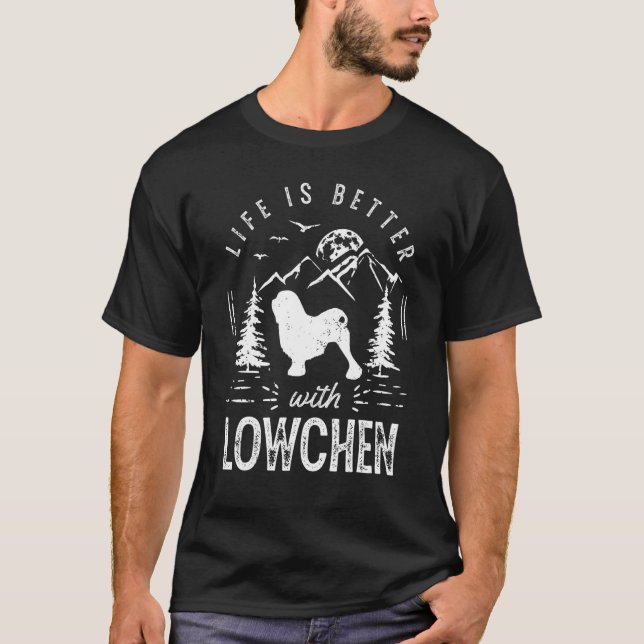 Lowchen Life Better Mamma Pappa Hund T Shirt (Framsida)