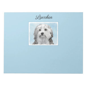 Lowchen Painting - Cute Original Hund Art Anteckni Anteckningsblock