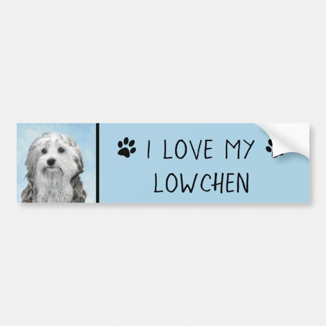 Lowchen Painting - Cute Original Hund Art Bildekal (Framsidan)