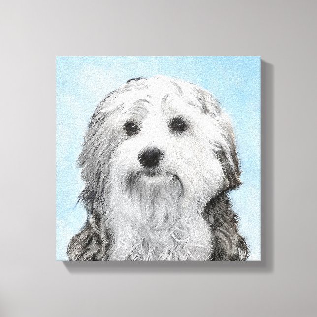 Lowchen Painting - Cute Original Hund Art Canvastryck (Framsida)