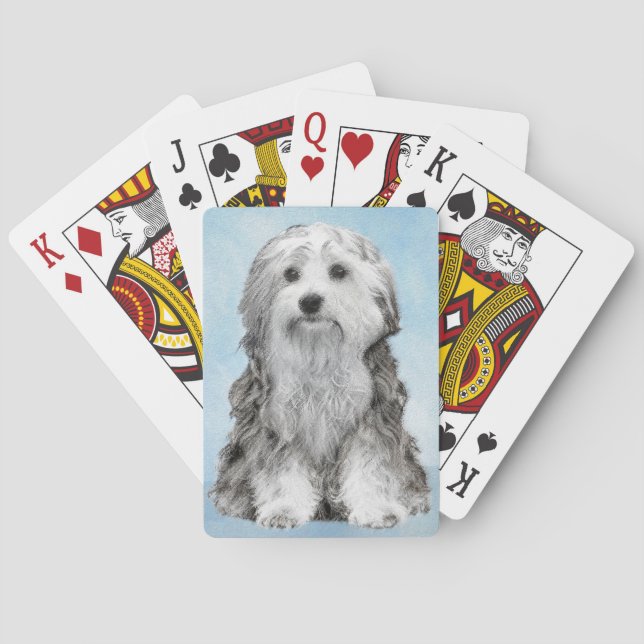 Lowchen Painting - Cute Original Hund Art Casinokort (Baksidan)