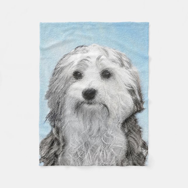 Lowchen Painting - Cute Original Hund Art Fleecefilt (Framsidan)