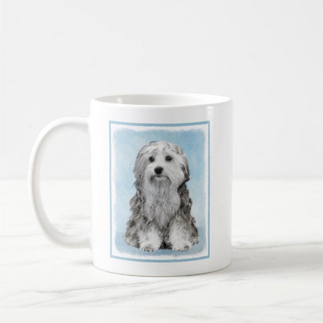 Lowchen Painting - Cute Original Hund Art Kaffemugg (Vänster)