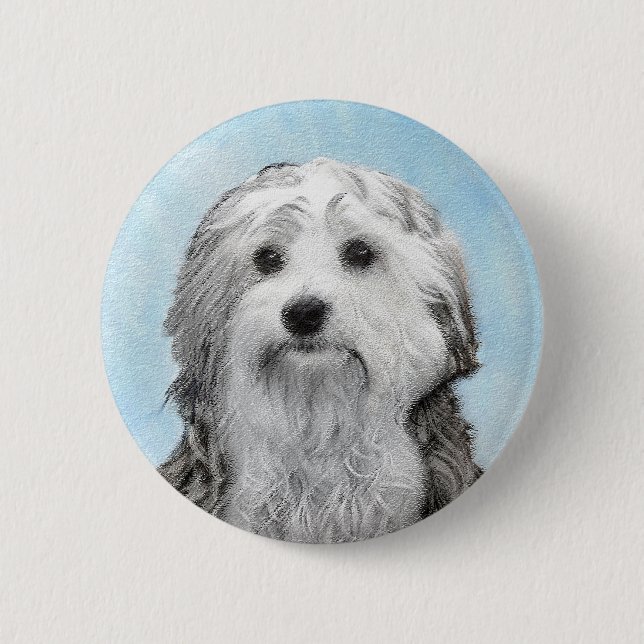 Lowchen Painting - Cute Original Hund Art Knapp (Framsida)