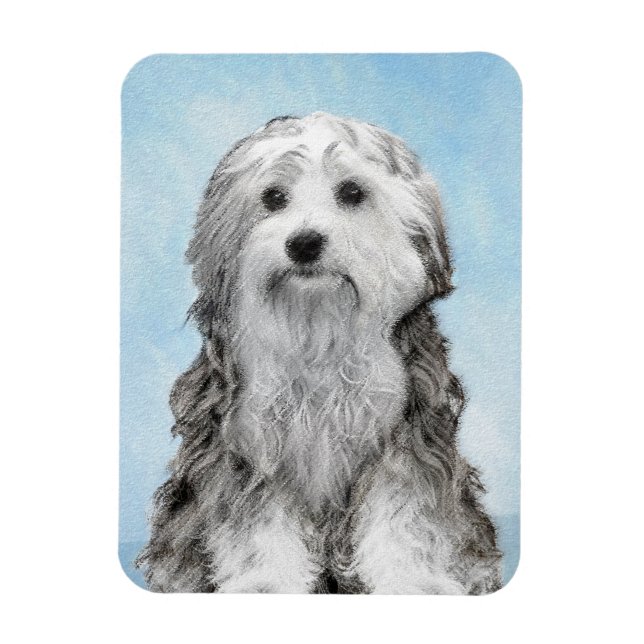 Lowchen Painting - Cute Original Hund Art Magnet (Vertikal)