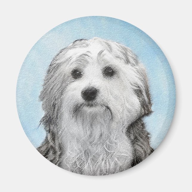 Lowchen Painting - Cute Original Hund Art Magnet (Framsidan)