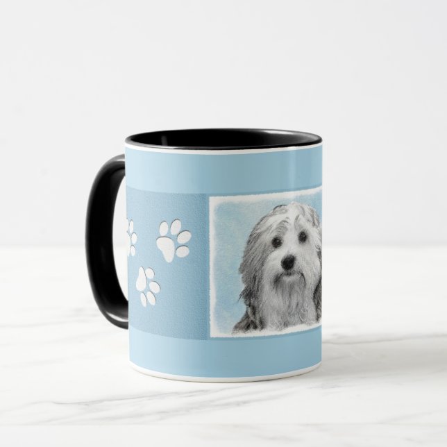 Lowchen Painting - Cute Original Hund Art Mugg (Framsida vänster)