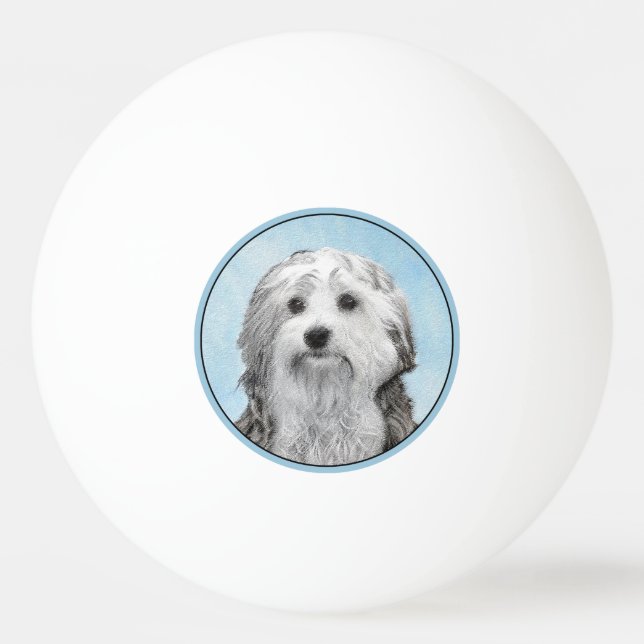 Lowchen Painting - Cute Original Hund Art Pingisboll (Framsidan)