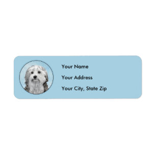 Lowchen Painting - Cute Original Hund Art Returadress Etikett