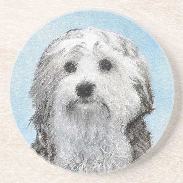 Lowchen Painting - Cute Original Hund Art Underlägg (Framsidan)