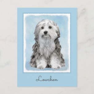 Lowchen Painting - Cute Original Hund Art Vykort