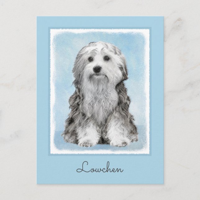 Lowchen Painting - Cute Original Hund Art Vykort (Framsida)