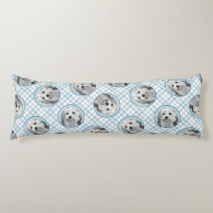 Lowchen Painting Silver och Cream Original Hund Ar Kroppskudde