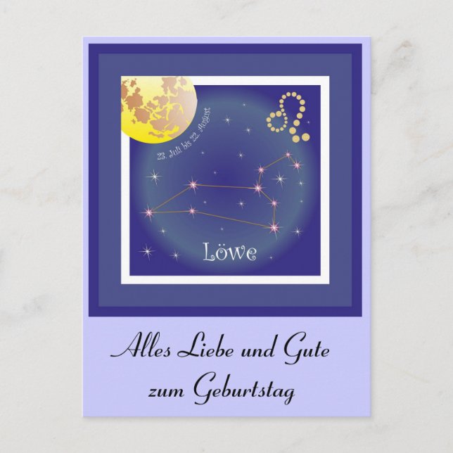 Löwe 23. Juli bis 22. August Postkarte Vykort (Framsida)