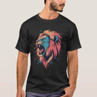 Löwe Farbenfroh Splash Kunst Tierdesign T Shirt