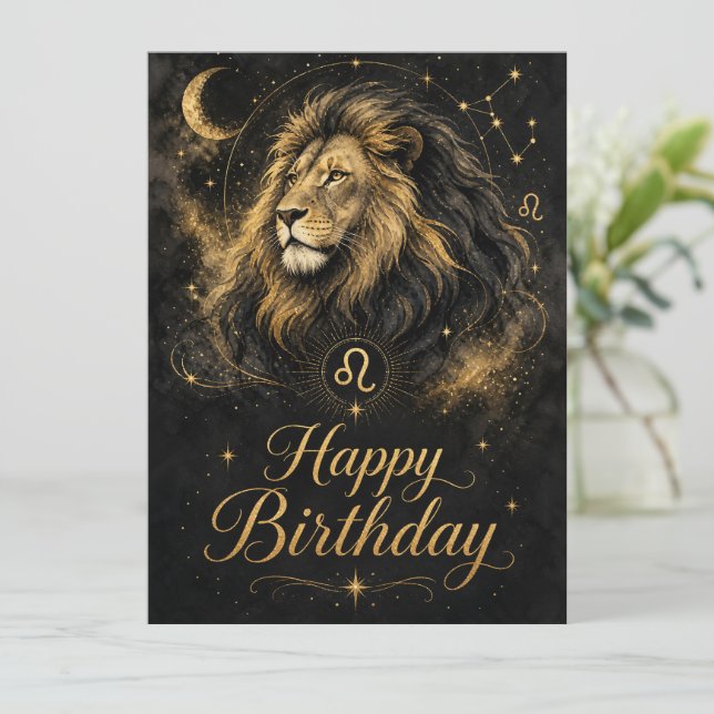 Löwe Happy Birthday Sternzeichen Design (Stående Fram)