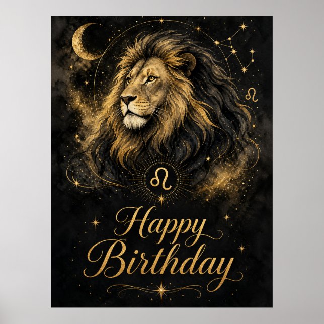 Löwe Happy Birthday Sternzeichen Design Poster (Framsidan)