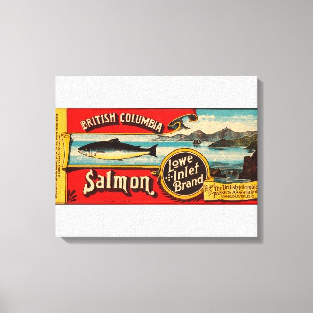 Lowe Inlet Brand Salmon Label Canvastryck (Framsida)