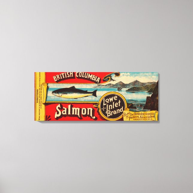 Lowe Inlet Brand Salmon Label Canvastryck (Framsida)