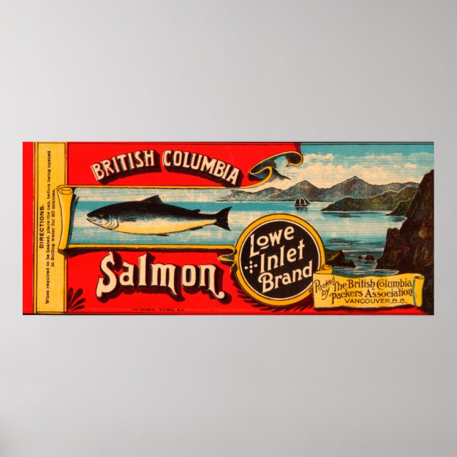 Lowe Inlet Brand Salmon Label Poster (Framsidan)