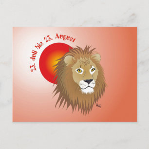 Löwe Sternzeichen Postkarte Vykort