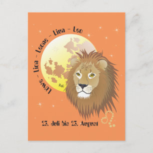 Löwe Sternzeichen Postkarte Vykort