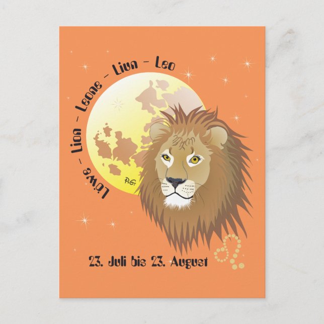 Löwe Sternzeichen Postkarte Vykort (Framsida)