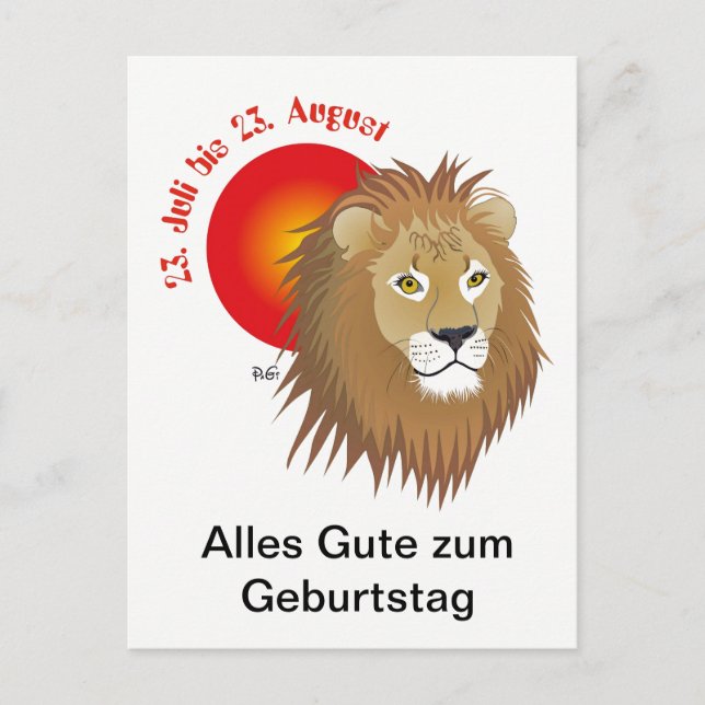 Löwe Sternzeichen Postkarte Vykort (Framsida)