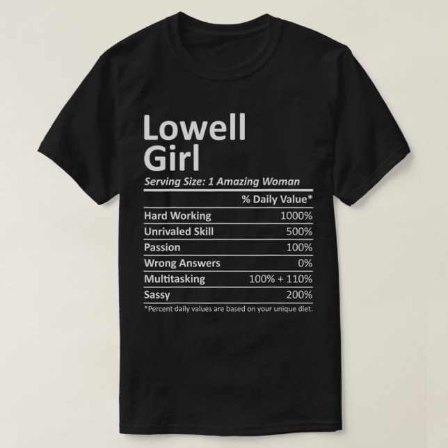 LOWELL GIRL MORSA MASSACHUSETTS Funny City Roots T Shirt (Design framsida)