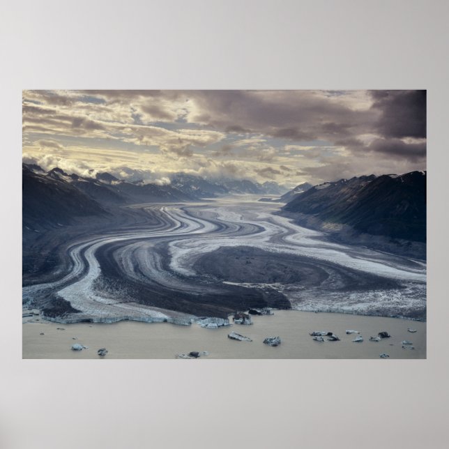 Lowell Glacier flyter in i floden Alsek i Poster (Framsidan)