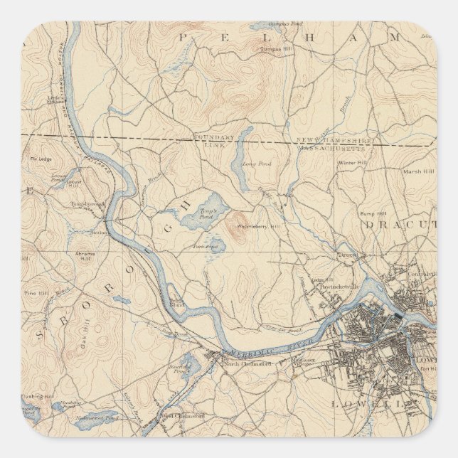 Lowell, Massachusetts Fyrkantigt Klistermärke (Framsida)