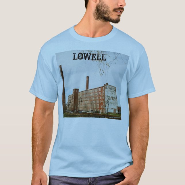 Lowell Massachusetts mal byggnad T Shirt (Framsida)