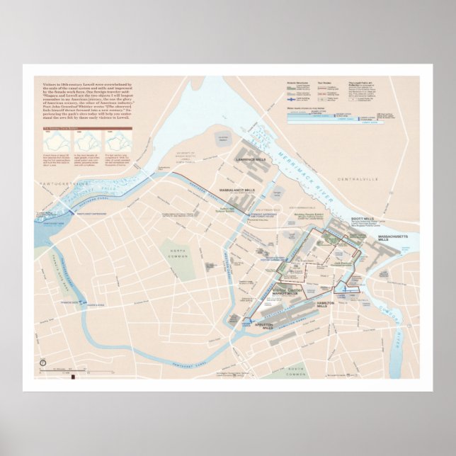 Lowell National Historical Park Karta (1999) Poster (Framsidan)