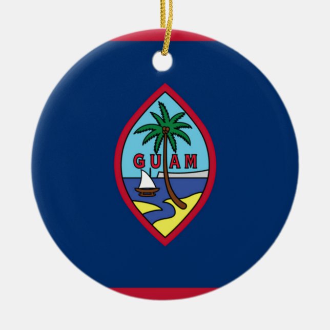 Lowen kostar! Guam flagga Julgransprydnad Keramik (Framsidan)