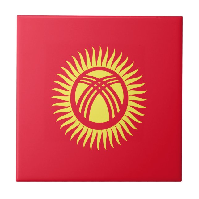 Lowen kostar! Kirgizistanflagga Kakelplatta (Framsidan)