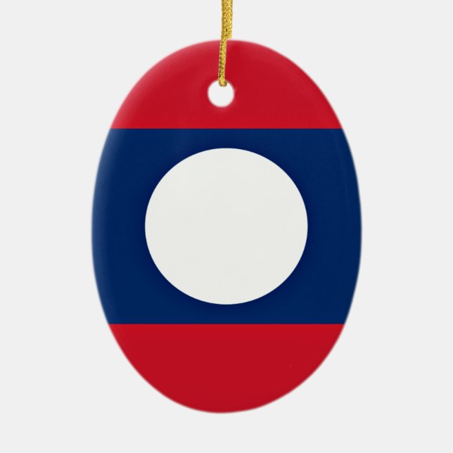 Lowen kostar! Laos flagga Julgransprydnad Keramik (Framsidan)