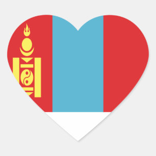 Lowen kostar! Mongoliet flagga Hjärtformat Klistermärke