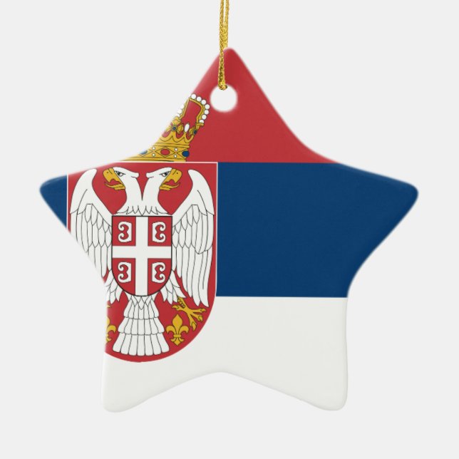 Lowen kostar! Serbia flagga Julgransprydnad Keramik (Framsidan)