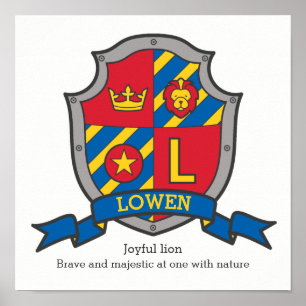 Löwen pojknamn betydelse bokstaven L heraldik barn Poster
