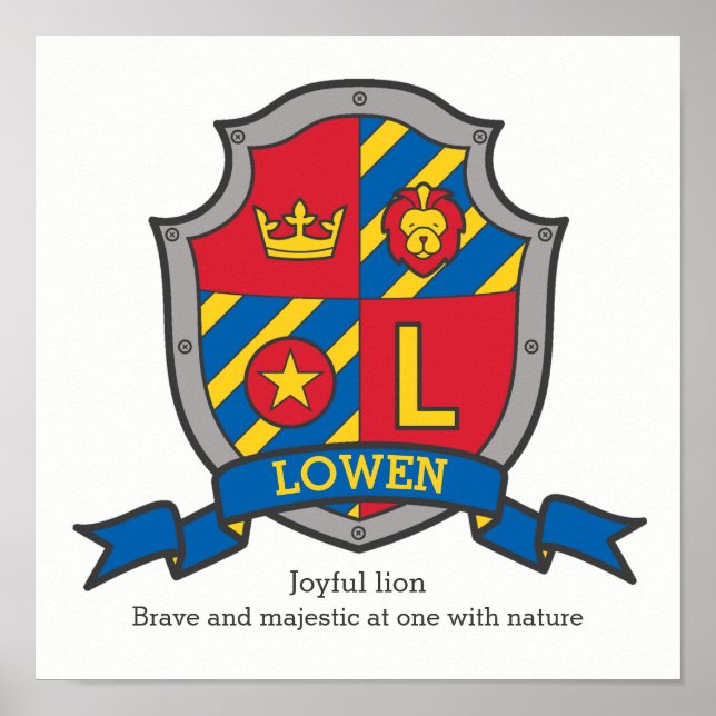 Löwen pojknamn betydelse bokstaven L heraldik barn Poster (Framsidan)