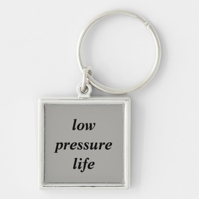 Lowen pressar liv Keychain Fyrkantig Silverfärgad Nyckelring (Framsidan)
