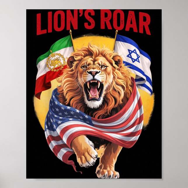 Löwenbrüll Roligt Flagg Poster (Framsidan)