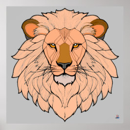 Löwenkopf - Minimale Farbzeichnung Poster