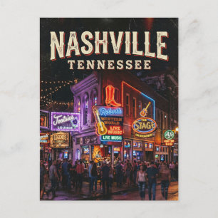 Lower Broadway Honky-Tonks USA Vykort