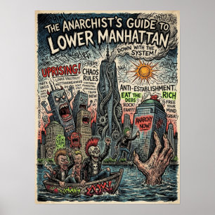 Lower Manhattan Anarkistguide Punk Skylinelkonst Poster