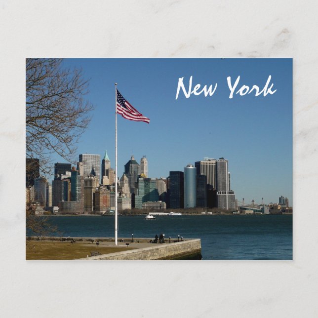 Lower Manhattan från Ellis Island Vykort (Framsida)