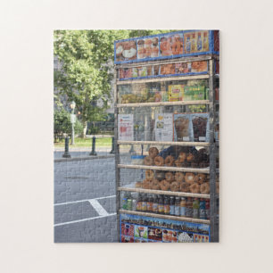 Lower Manhattan Morgong NYC Breakfast Bagel Cart Pussel