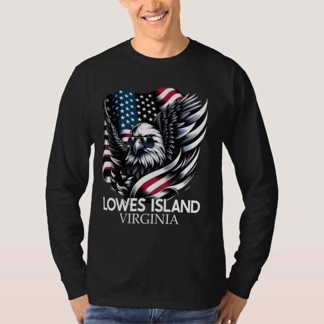 Lowes Island Virginia 4:e juli USA American Fla T Shirt (Framsida)