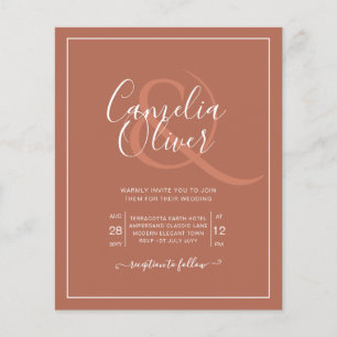 LOWEST BUDGET Bröllop Terracotta Wedding bjudande  Flygblad