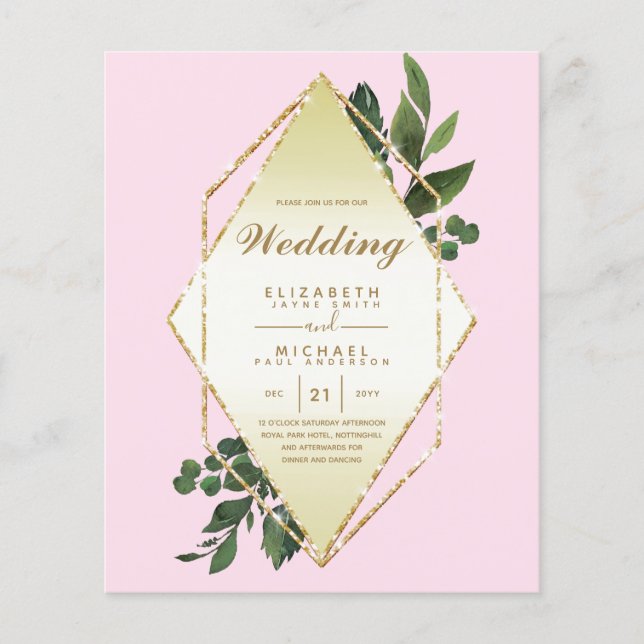 LOWEST BUDGET Bröllopsinbjudningar Greenery Ram Flygblad (Framsidan)